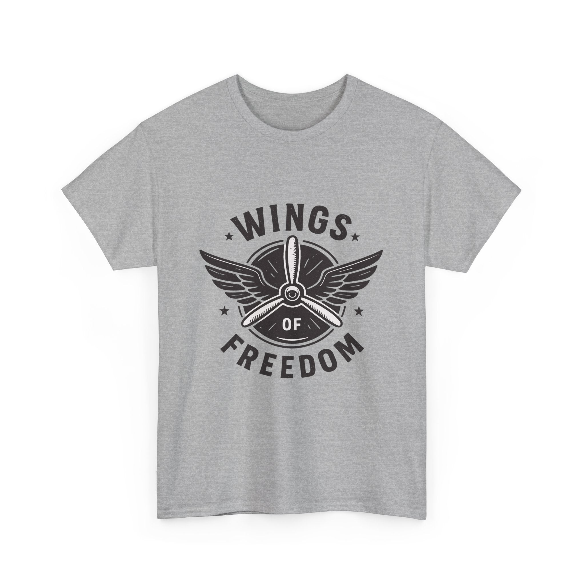 Wings of Freedom Unisex Heavy Cotton Tee – Perfect for Veterans, Freedom Lovers, Casual Wear, Gift for Dad, Patriotic Celebrations
