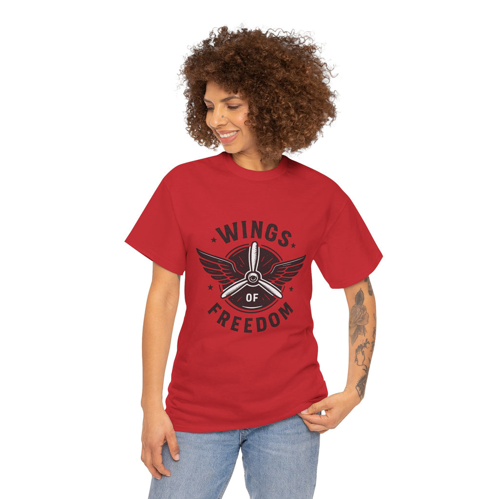 Wings of Freedom Unisex Heavy Cotton Tee – Perfect for Veterans, Freedom Lovers, Casual Wear, Gift for Dad, Patriotic Celebrations